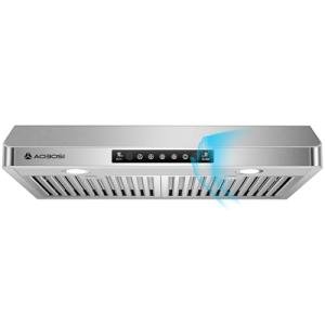 AAOBOSI Range Hood 30 inch Under Cabinet,800-CFM Gesture Sensing/Touch Control/Motor Upgrade Low Noise,3 Speed Range Hood with LED Lights Exhaust Fan, Stainless Steel Kitchen Vent Hood