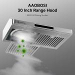 AAOBOSI Range Hood 30 inch Under Cabinet,800-CFM Gesture Sensing/Touch Control/Motor Upgrade Low Noise,3 Speed Range Hood with LED Lights Exhaust Fan, Stainless Steel Kitchen Vent Hood