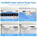 AAOBOSI Range Hood 30 inch Under Cabinet,800-CFM Gesture Sensing/Touch Control/Motor Upgrade Low Noise,3 Speed Range Hood with LED Lights Exhaust Fan, Stainless Steel Kitchen Vent Hood
