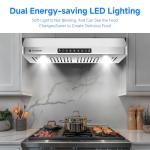 AAOBOSI Range Hood 30 inch Under Cabinet,800-CFM Gesture Sensing/Touch Control/Motor Upgrade Low Noise,3 Speed Range Hood with LED Lights Exhaust Fan, Stainless Steel Kitchen Vent Hood