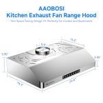 AAOBOSI Range Hood 30 inch Under Cabinet,800-CFM Gesture Sensing/Touch Control/Motor Upgrade Low Noise,3 Speed Range Hood with LED Lights Exhaust Fan, Stainless Steel Kitchen Vent Hood