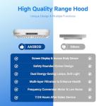 AAOBOSI Range Hood 30 inch Under Cabinet,800-CFM Gesture Sensing/Touch Control/Motor Upgrade Low Noise,3 Speed Range Hood with LED Lights Exhaust Fan, Stainless Steel Kitchen Vent Hood