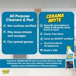 Cerama Bryte Glass Cooktop and Stove Top Cleaner Combo Kit - Includes Cleaning Tool, Razor, Scraper and 3 Pads to Remove Tough Stains - Use on Gas, Electric, Ceramic Surfaces, 10 Ounces, 6 Piece