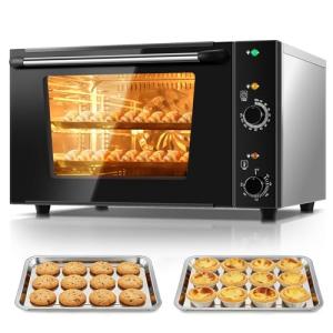FOHERE Commercial Convection Oven - 50 Qt Large Capacity Electric Oven for Restaurant/Cafe/Food Industry, Black