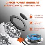 TOPWISH 12 Inch Gas Cooktop, LPG/NG Convertible Built-in Gas Stove Top with 2 Burners 18000BTU, 304 Stainless Steel 2 Burner Propane Stove, Propane Stovetop Thermocouple Protect for Apartments, Rvs