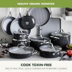 GreenPan 22 Piece Valencia Pro Ceramic Nonstick Cookware Set, PFAS-Free, Induction Ready, Hard Anodized Pots & Pans with Lids, Compatible on All Cooktops, Dishwasher & Oven Safe, Gray