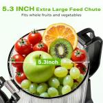 Cold Press Juicer, Juicer Machines with 5.3" Wide Feed Chute, Slow Masticating Juicer for Whole Fruits and with VegetablesHigh Yield (Gray)