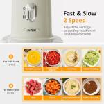 Sunvivi 250W Blender and Food Processor, 4 in 1 Electric Food Chopper for Grinding Meat, Peeling Garlic & Juicing, Variable Speed with 1.5L Glass Bowl & 2 Cups (0.4L+0.2L)