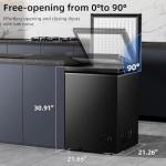 Antarctic Star 3.5 Cu.ft Chest Freezer 6.8℉to -4℉with Removable Basket Free Standing Top open Door Compact Freezer with Adjustable Temperature Defrost Water Drain/Power Saving Black
