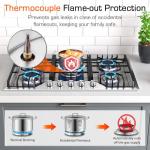 KOXKING 30 Inch Gas Cooktop, 5 Burner Dual Fuel Built-in Stove Top, Stainless Steel Propane/Natural Gas Cooktop with Thermocouple Protection, NG/LPG Convertible for Safe & Efficient Cooking