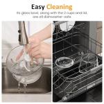 Sunvivi 250W Blender and Food Processor, 4 in 1 Electric Food Chopper for Grinding Meat, Peeling Garlic & Juicing, Variable Speed with 1.5L Glass Bowl & 2 Cups (0.4L+0.2L)