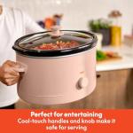 bella 6.0 Qt Manual Slow Cooker, Ceramic Nonstick Coating, 3 Temperature Settings, Dishwasher Safe Stoneware Pot and Tempered Glass Lid, Cool Touch Handles & Tangle Free Cord Wrap, Blossom