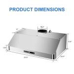 Under Cabinet Range Hood 30 inch, Kitchen Hood 900 CFM Stainless Steel with Gesture & Remote Control, 3-Speed Fan, Time Setting, Dishwasher Safe Baffle Filters, Range Hoods Ductless Convertible Duct