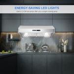 Under Cabinet Range Hood 30 inch, Kitchen Hood 900 CFM Stainless Steel with Gesture & Remote Control, 3-Speed Fan, Time Setting, Dishwasher Safe Baffle Filters, Range Hoods Ductless Convertible Duct