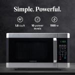 Farberware Countertop Microwave 1100 Watts, 1.6 cu ft - Smart Sensor Microwave Oven With LED Lighting and Child Lock - Perfect for Apartments and Dorms - Easy Clean - Stainless Steel