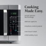 Farberware Countertop Microwave 1100 Watts, 1.6 cu ft - Smart Sensor Microwave Oven With LED Lighting and Child Lock - Perfect for Apartments and Dorms - Easy Clean - Stainless Steel