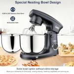 Camic Stand Mixer, 4.2QT+5.3QT Two bowls Electric Food Mixer, 10 Speeds with Digital setting 3-IN-1 Kitchen Mixer for Baking Cakes Cookie Bread Salad with Egg Whisk,Dough Hook,Flat Beater (Grey)