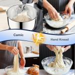 Camic Stand Mixer, 4.2QT+5.3QT Two bowls Electric Food Mixer, 10 Speeds with Digital setting 3-IN-1 Kitchen Mixer for Baking Cakes Cookie Bread Salad with Egg Whisk,Dough Hook,Flat Beater (Grey)