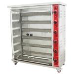 WYDDDARY 6-Roller Vertical LPG Gas Chicken Roaster Oven Commercial Stainless Steel Rotary Chicken Rotisserie Machine Adjustable Firepower with Six Burners Six Brochettes 110V