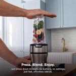 Ninja BN301 Nutri-Blender Plus Compact Personal Blender, 900-Peak-Watt Motor, Frozen Drinks, Smoothies, Sauces & More, (3) 20 oz. To-Go Cups, (2) Spout-Lids (1) Storage-Lid, Dishwasher Safe, Silver