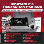 Chef Master 15,000 BTU Output Portable Butane Camping Stove, Double Wind-Guard Portable Stove Burner, Piezo Click Ignition for Emergencies, Tailgating, Hiking, Backpacking & Camping Essentials - 90019