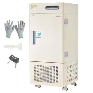 VEVOR Ultra Low Temperature Freezer, 28 L, −40℉ to −123℉ Adjustable Temp Range, with Rollers and Digital Display, 304 Stainless Steel Liner, Low Temperature Lab Freezer for Laboratory Samples Storage