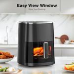 OLIXIS Air Fryer 6 Quart with Window Square Air Fryer 12-in-1 Air Fry, Roast, Reheat, Dehydrate, Bake, Steam, Fries, Custard, Chicken, Wings, Sea Food, Vegetabels,400F, Black