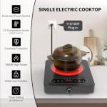 VBGK Single Burner Electric Cooktop, 110V 1800W Electric Cooktop with LED Touch Controls and Knob Controls, 10 Power Levels, 4-Hour Timer, Safety Lock, Single Burner Overheat Protection