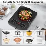 VBGK Single Burner Electric Cooktop, 110V 1800W Electric Cooktop with LED Touch Controls and Knob Controls, 10 Power Levels, 4-Hour Timer, Safety Lock, Single Burner Overheat Protection