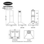 COSMO COS-6324EWH 24 in. Nebula Collection 220 CFM Ducted Wall Mount Range Hood, Button Controls, LED Lights, Stainless Steel