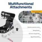 VIVOHOME 4.75 Quart Stand Mixer, 8 Speed Kitchen Electric Food Mixer, Household Stand Mixer for Baking, Cake, Bread with Beater, Dough Hook, Wire Whip and Egg Separator, Black