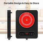 VBGK Single Burner Electric Cooktop, 110V 1800W Electric Cooktop with LED Touch Controls and Knob Controls, 10 Power Levels, 4-Hour Timer, Safety Lock, Single Burner Overheat Protection