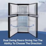 RecPro Everchill 10.7 Cu Ft 12V RV Refrigerator with Freezer | Black Finish | Dual Swing Glass Doors | Independent Temp Controls | Frost Free | Vibration Protection