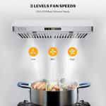 Empava Ductless/Ducted Range Hood Under Cabinet 30 Inch, Touch Control, Timer & Clock Setting, 300 CFM 3-Speeds, Plug in, Stainless Steel