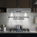 Empava Ductless/Ducted Range Hood Under Cabinet 30 Inch, Touch Control, Timer & Clock Setting, 300 CFM 3-Speeds, Plug in, Stainless Steel