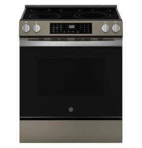 GE Slate Electric Convection Range with Steam Cleaning & EasyWash Oven Tray