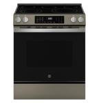 GE Slate Electric Convection Range with Steam Cleaning & EasyWash Oven Tray