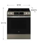 GE Slate Electric Convection Range with Steam Cleaning & EasyWash Oven Tray