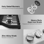 ThermoMate Heavy 30 Inch Gas Cooktop with 5 Italy Sabaf Power Burners, Built In Stove Top of 304 Stainless Steel, Gas Hob NG/LPG Convertible, Thermocouple Protection CSA Certified