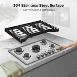 ThermoMate Heavy 30 Inch Gas Cooktop with 5 Italy Sabaf Power Burners, Built In Stove Top of 304 Stainless Steel, Gas Hob NG/LPG Convertible, Thermocouple Protection CSA Certified