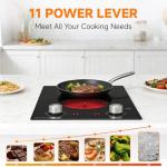 AMZCHEF 2 Burner Electric Cooktop, 1800W & 11 Power Levels Portable Electric Stove Top with Knob Control and Overheat Protection, 12 Inch Countertop & Built-in Hot Plate for kitchen, Dorm, RV