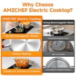 AMZCHEF 2 Burner Electric Cooktop, 1800W & 11 Power Levels Portable Electric Stove Top with Knob Control and Overheat Protection, 12 Inch Countertop & Built-in Hot Plate for kitchen, Dorm, RV