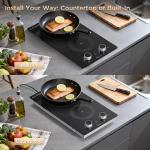 2 Burner Electric Cooktop 110v, Plug in Electric Burner, Countertop & Built-in Stove Top Burner with Knob Control, 9 Power Levels, Multiple Safety Protection, 1800W