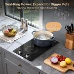 2 Burner Electric Cooktop 110v, Plug in Electric Burner, Countertop & Built-in Stove Top Burner with Knob Control, 9 Power Levels, Multiple Safety Protection, 1800W