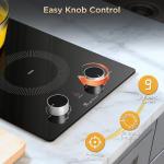 2 Burner Electric Cooktop 110v, Plug in Electric Burner, Countertop & Built-in Stove Top Burner with Knob Control, 9 Power Levels, Multiple Safety Protection, 1800W