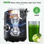 OMMO Cold Press Juicer Machines : 5.1" Wide Feed Chute Slow Masticating Juicer for Whole Fruits & Vegetables, Easy to Clean, High Juice Yield, BPA Free, Black
