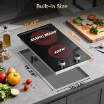 2 Burner Electric Cooktop 110v, Plug in Electric Burner, Countertop & Built-in Stove Top Burner with Knob Control, 9 Power Levels, Multiple Safety Protection, 1800W