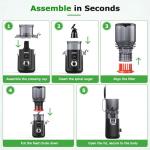 OMMO Cold Press Juicer Machines : 5.1" Wide Feed Chute Slow Masticating Juicer for Whole Fruits & Vegetables, Easy to Clean, High Juice Yield, BPA Free, Black