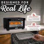 Gourmia Toaster Oven Digital Air Fryer - Convection Mode with 4 Slice Capacity, 3 Rack Positions, 12 Presets, Toast, Bagel, Bake, Roast, Broil, Dehydrate, Popcorn, Fits 9" Pizza, Black