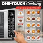 Gourmia Toaster Oven Air Fryer Combo 17 cooking presets 1700W french door digital air fryer oven 24L capacity accessories, convection rack, baking pan tray recipe book GTF7655,Large,Stainless Steel